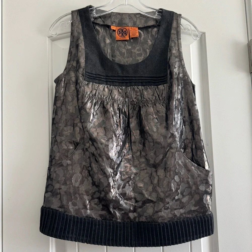 Tory Burch Black and Silver Blouse